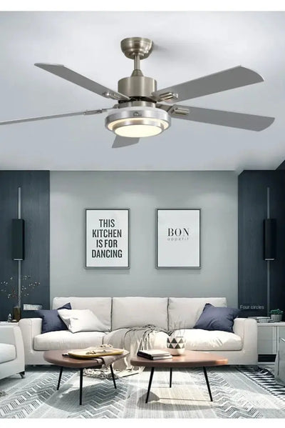 Ventilateur de Plafond LED – Design Moderne en Acier Inoxydable avec Gradation à Distance Luminaire Paris