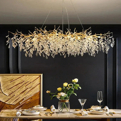 Lustre en Cristal Doré LED – Éclat Luxueux pour Intérieurs d’Exception Luminaire Paris