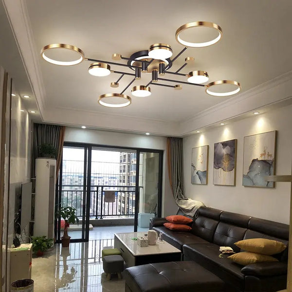 Plafonnier LED Suspendu Noir et Doré – Raffinement Nordique et Éclat Moderne Luminaire Paris