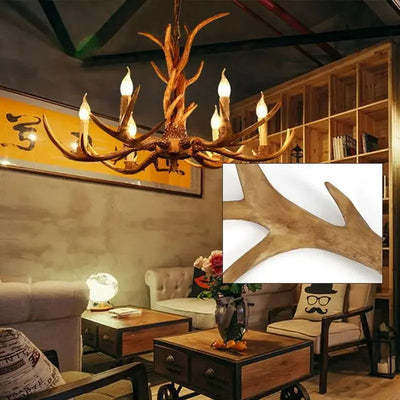 Lustre Vintage en Résine – Design Corne de Cerf et Esprit Chalet Luminaire Paris