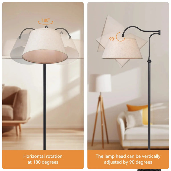 Lampadaire Noir Mid-Century à Bras Pivotant – Élégance Lin et Métal Luminaire Paris