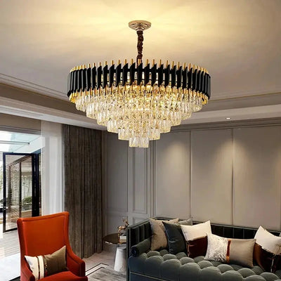 Lustre en Cristal Moderne Doré et Noir – Élégance et Brillance pour un Intérieur Raffiné Luminaire Paris