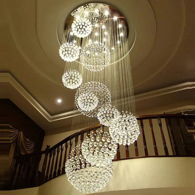 Lustre de Luxe en Cristal – Design Monumental à Boules Suspendues Luminaire Paris