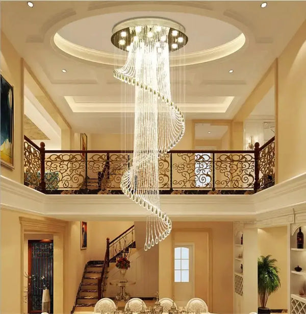 Lustre Rotatif en Cristal – Élégance Architecturale pour Escalier et Villa de Luxe Luminaire Paris
