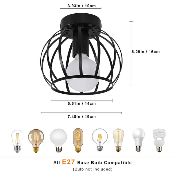 Plafonnier Vintage Industriel en Métal – Suspension Rétro en Forme de Cage pour Couloir et Intérieur Luminaire Paris