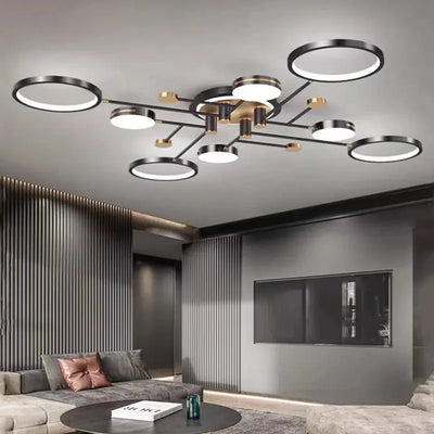 Plafonnier LED Suspendu Noir et Doré – Raffinement Nordique et Éclat Moderne Luminaire Paris
