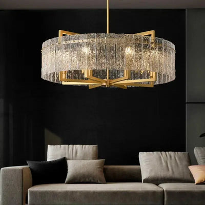 Lustre en Verre Ondulé de Luxe – Design Américain Post-Moderne Luminaire Paris
