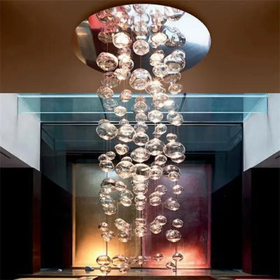 Suspension Contemporaine à Bulles – Élégance Artistique en Verre Transparent Luminaire Paris