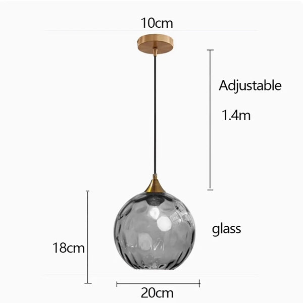Suspension Boule en Verre Martelé Coloré — 8 Teintes – vue 3