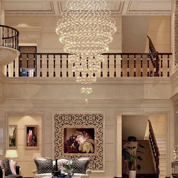 Lustre LED en Cristal pour Escalier – Élégance Architecturale pour Villas et Halls Modernes Luminaire Paris