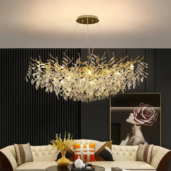 Lustre en Cristal Doré LED – Éclat Luxueux pour Intérieurs d’Exception Luminaire Paris