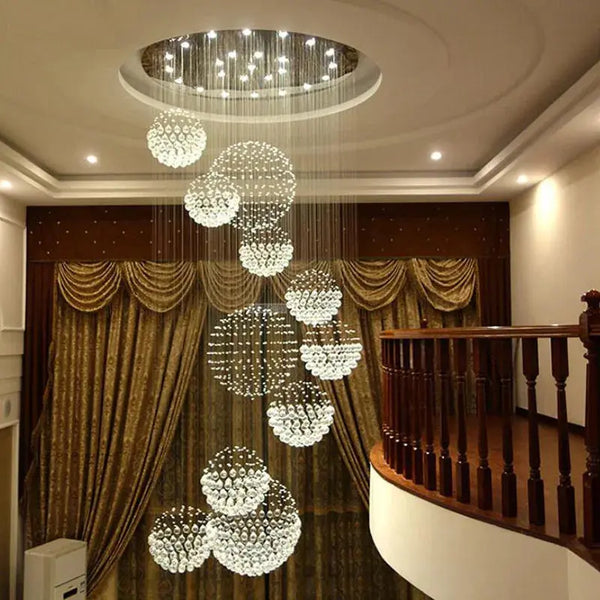 Lustre de Luxe en Cristal – Design Monumental à Boules Suspendues Luminaire Paris