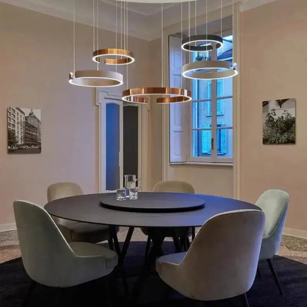 Suspension LED Ronde à Anneaux – Élégance Moderne et Luminosité Personnalisée Luminaire Paris