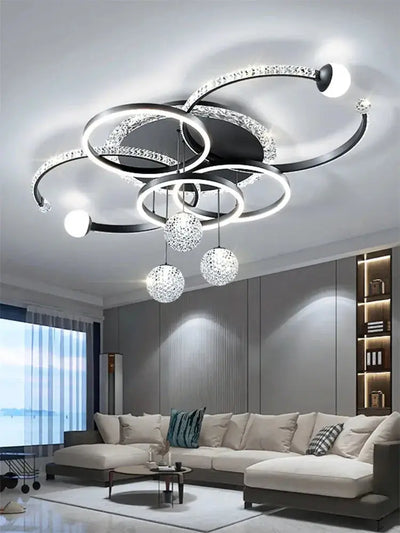 Lustre LED Moderne Noir – Élégance Graphique Luminaire Paris
