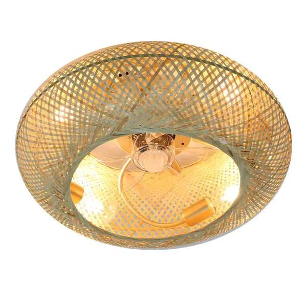 Ventilateur de Plafond en Bambou avec Lumière LED – Élégance Naturelle et Fonctionnalité Silencieuse Luminaire Paris