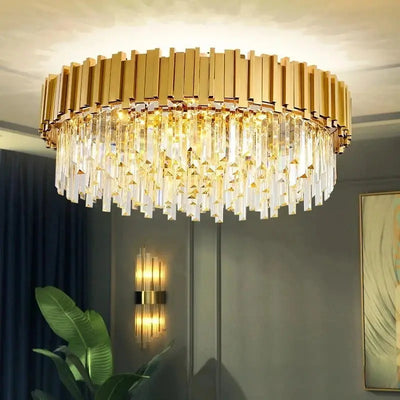 Lustre en Cristal Doré Moderne – Éclairage Haut de Gamme pour Intérieur Raffiné Luminaire Paris