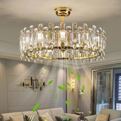Ventilateur de Plafond Luxueux en Cristal – Silencieux et Élégant pour Salon et Salle à Manger Luminaire Paris