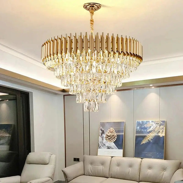 Lustre en Cristal Moderne Doré et Noir – Élégance et Brillance pour un Intérieur Raffiné Luminaire Paris