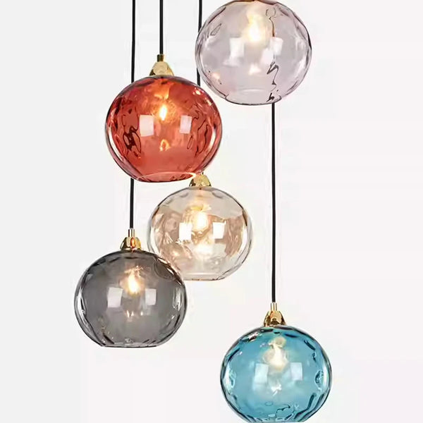 Suspension Boule en Verre Martelé Coloré — 8 Teintes – vue 2