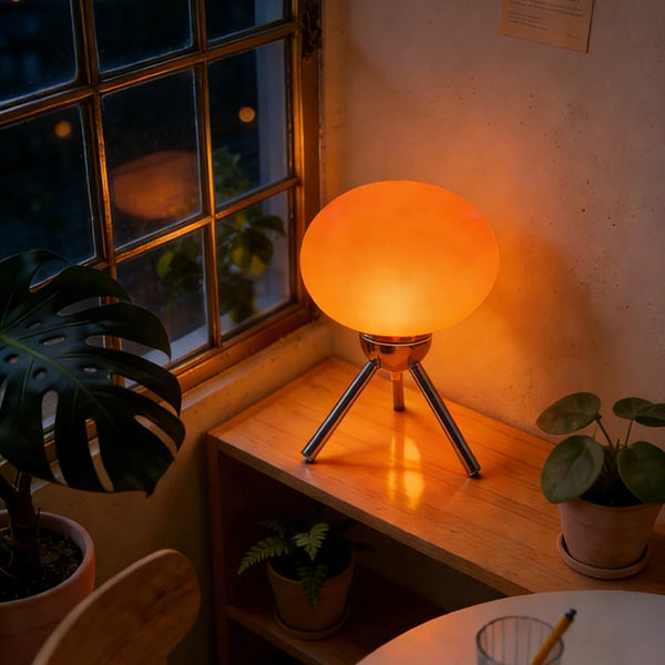 Lampe champignon en verre rouge et vert d'eau, style Bauhaus