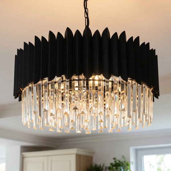 Lustre Noir Élégance Crystal