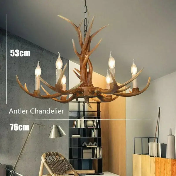 Lustre Vintage en Résine – Design Corne de Cerf et Esprit Chalet Luminaire Paris