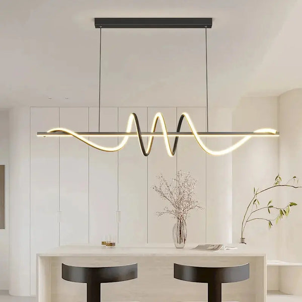 Suspension Linéaire Ondulée – Élégance Minimaliste pour un Intérieur Contemporain Luminaire Paris