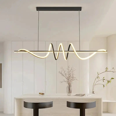 Suspension Linéaire Ondulée – Élégance Minimaliste pour un Intérieur Contemporain Luminaire Paris