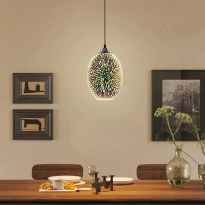 Suspension LED en Verre 3D – Explosion de Couleurs et Élégance Vintage Luminaire Paris