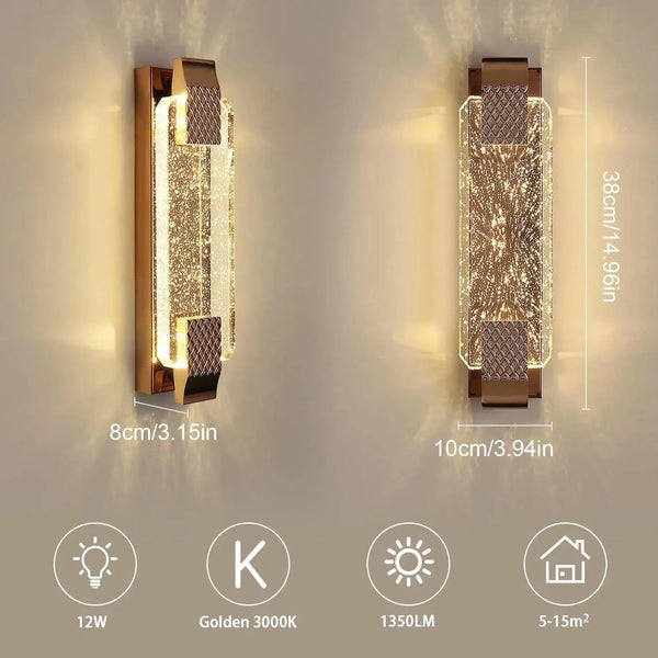 Applique Murale LED Cristal Doré – Élégance Moderne et Ambiance Chaleureuse Luminaire Paris