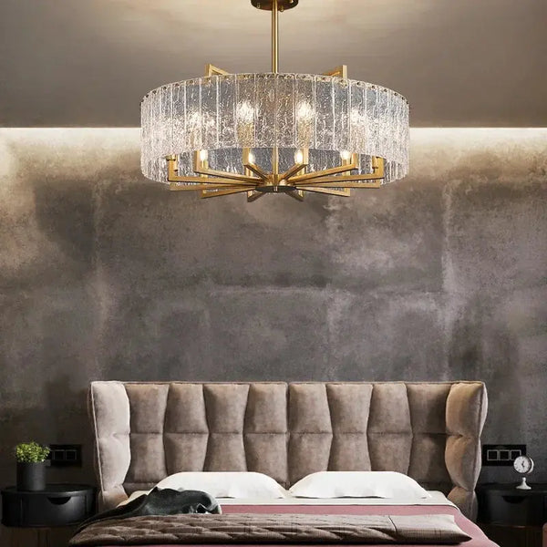 Lustre en Verre Ondulé de Luxe – Design Américain Post-Moderne Luminaire Paris
